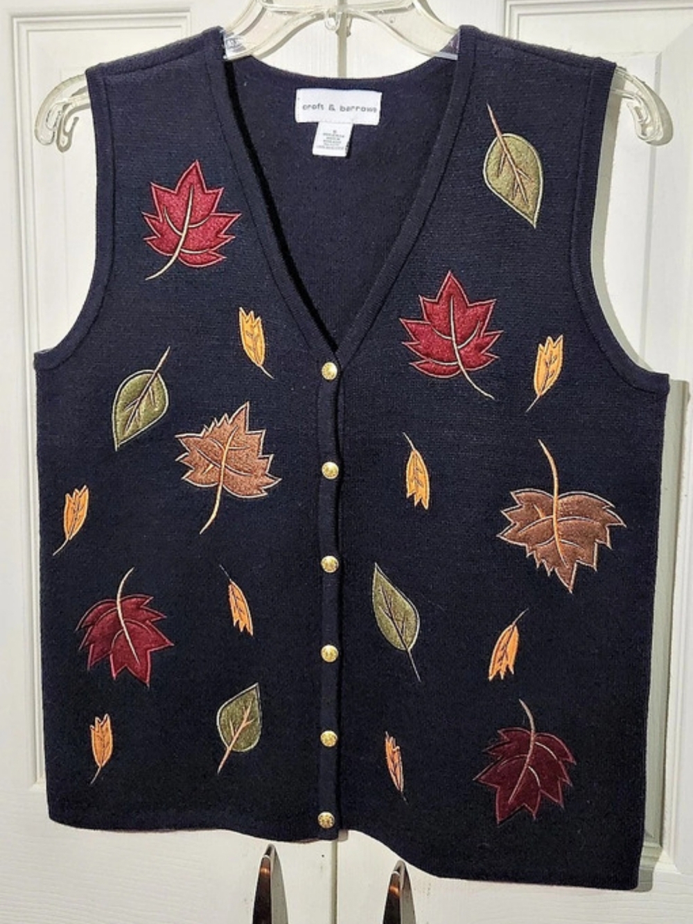 NWOT croft & barrow Falling Leaves Sweater Vest in Dk Gray Size Small Like New